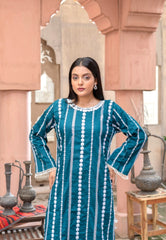 Midnight Teal Sequin Charm - Embroidered Lawn Cotton Set