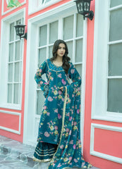 Zink Printed Chiffon Embroidered Suit | Maryam Fashions
