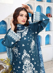 Luxury Embroidered 3-Piece Suit β Classic Teal Elegance