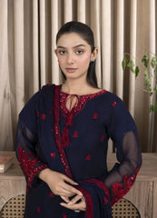 Navy Blue Chiffon Suit – Maryam Fashions