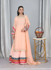 Peach Chiffon Embroidered Suit – Maryam Fashions