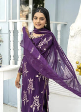 Purple Chiffon Suit – Maryam Fashions