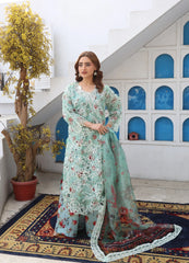 Mint Green Organza Embroidered Suit Online | Maryam Fashions