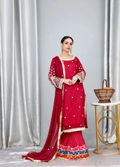 Mehroon Chiffon Embellished Suit – Maryam Fashions