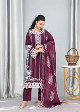 Magenta Embroidered - MFN011 - Maryam Fashions