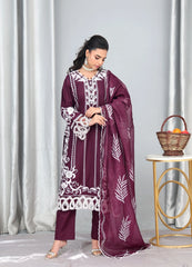 Magenta Embroidered - MFN011 - Maryam Fashions