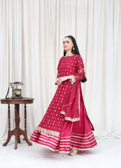 Mahroon Embroidered - MFN037 - Maryam Fashions