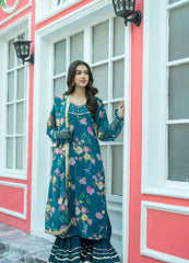 Zink Printed Chiffon Embroidered Suit | Maryam Fashions