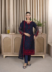 Navy Blue Chiffon Suit – Maryam Fashions