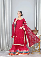 Mehroon Chiffon - MFN026 - Maryam Fashions