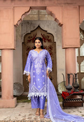 Lavender Ethereal — Heavily Embellished Lawn Cotton Ensemble