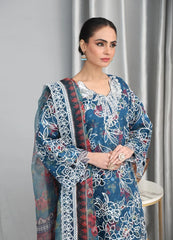 Blue Organza - MFN034 - Maryam Fashions