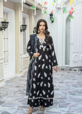 Black Embroidered Winter Cotton Suit | Maryam Fashions