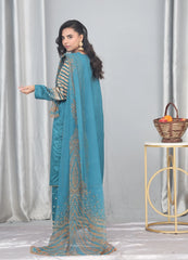 Teal Blue Embroidered Suit – Maryam Fashions