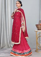 Mehroon Chiffon Embellished Suit – Maryam Fashions