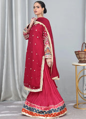 Mehroon Chiffon - MFN026 - Maryam Fashions
