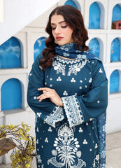 Luxury Embroidered 3-Piece Suit β Classic Teal Elegance