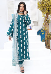 Luxury Summer Cotton Fully Embroidered 3 Piece Suit with Organza Tassel Dupatta & Embroidered Patti Trouser – Maryam Fashions