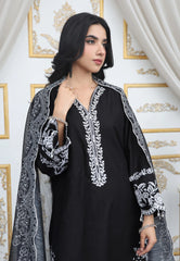 Noir Black Elegance Summer Cotton Embroidered 3PC Suit