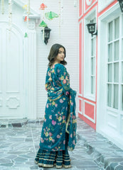 Zink Printed Chiffon Embroidered Suit | Maryam Fashions