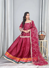 Mehroon Silk Embellished Suit – Maryam Fashions