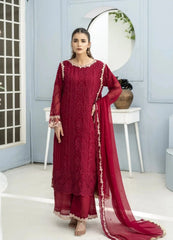 Red Chiffon Suit – Maryam Fashions