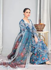 Blue Organza Embroidered Suit – Maryam Fashions