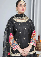 Black Silk Embellished Suit – Maryam Fashions