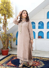 Premium Embroidered Chiffon Suit for Women β Soft Beige / Nude