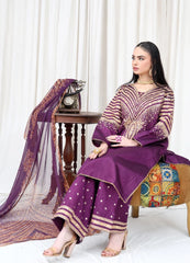 Purple Embroidered - MFN036 - Maryam Fashions