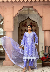Lavender Ethereal — Heavily Embellished Lawn Cotton Ensemble
