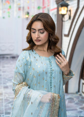 Sky Blue Organza Embroidered Suit | Maryam Fashions