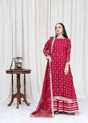 Mahroon Embroidered - MFN037 - Maryam Fashions