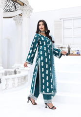 Luxury Summer Cotton Fully Embroidered 3 Piece Suit with Organza Tassel Dupatta & Embroidered Patti Trouser – Maryam Fashions