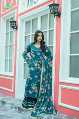 Zink Printed Chiffon Embroidered Suit | Maryam Fashions