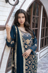 Zink Chiffon Embroidered Suit | Maryam Fashions