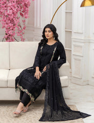 Black Chiffon Embroidered Suit – Maryam Fashions