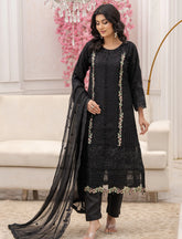 Black Chiffon Embroidered Suit – Maryam Fashions