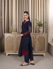 Navy Blue Chiffon Suit – Maryam Fashions