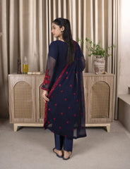 Navy Blue Chiffon Suit – Maryam Fashions