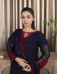 Navy Blue Chiffon Suit – Maryam Fashions