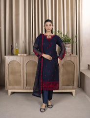 Navy Blue Chiffon Suit – Maryam Fashions