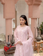 Pink Organza Embroidered Suit | Maryam Fashions