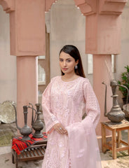 Pink Organza Embroidered Suit | Maryam Fashions - Maryam Fashions