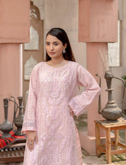 Pink Organza Embroidered Suit | Maryam Fashions - Maryam Fashions
