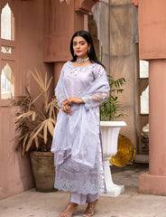 Purple Organza Embroidered Suit | Maryam Fashions