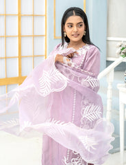 Purple Organza Embroidered Suit | Maryam Fashions
