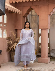 Purple Organza Embroidered Suit | Maryam Fashions