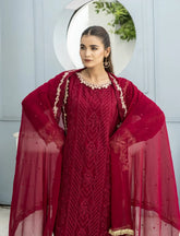 Red Chiffon Suit – Maryam Fashions