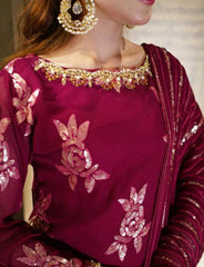 Red Chiffon Suit – Maryam Fashions - Maryam Fashions